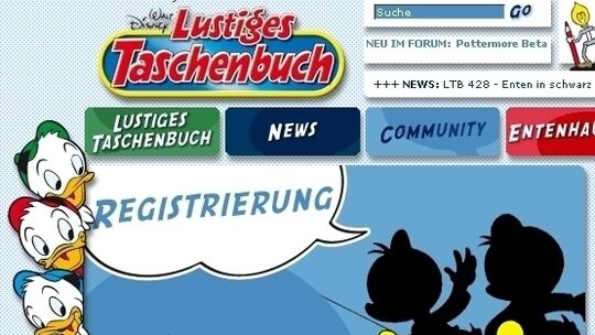 Registrierung auf der Webseite lustiges-taschenbuch.de: Wer sich hier eingetragen hat, sollte sein Kennwort ändern - insbesonder