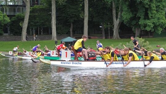 Schängel-Cup: Drachenboote "fliegen" über den Rhein