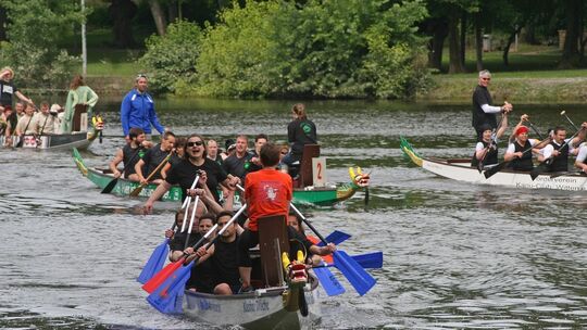 Schängel-Cup: Drachenboote "fliegen" über den Rhein