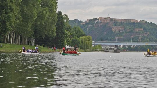 Schängel-Cup: Drachenboote "fliegen" über den Rhein