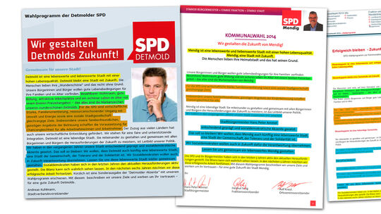Verblüffende Übereinstimmungen: Das Kommunalwahlprogramm der SPD Mendig (Mitte) entspricht in weiten Teilen dem Programm der Gen