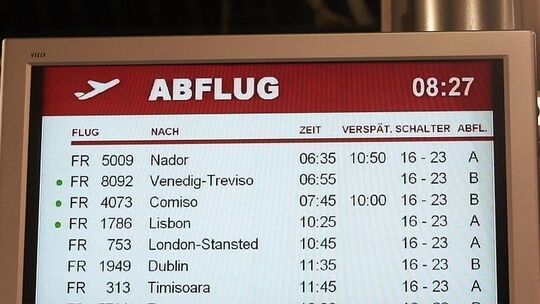 Verspätete Flüge am Flughafen Hahn