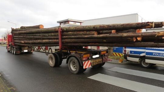 Holztransport mit Douglasienstämmen Holztransport mit Douglasienstämmen