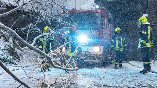 Schneefall im Erzgebirge