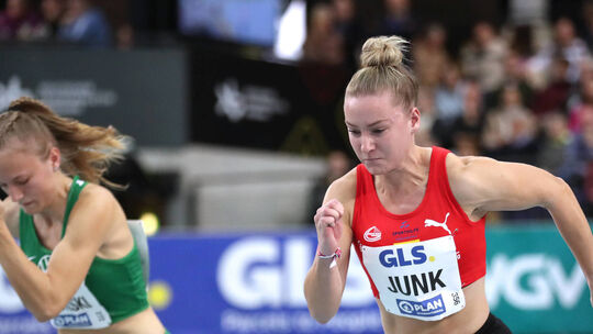 Deutsche Leichtathletik-Hallenmeisterschaften; Leipzig, 17.02.2024 Sophia Junk (356, LG Rhein-Wied), 60 Meter. 71. Leich