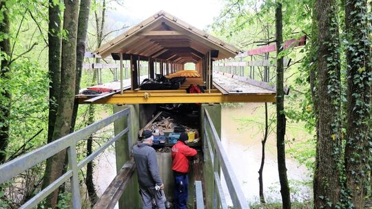 Brückenarbeiten an der Laubachsmühle