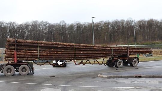 Holztransport mit knapp 55t und enorme Maße Fichtenstämme Holztransport mit knapp 55t und enorme Maße Fichtenstämme