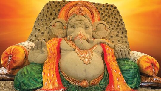 Hindu-Gott Ganesha als Sandskulptur bei der SandWorld