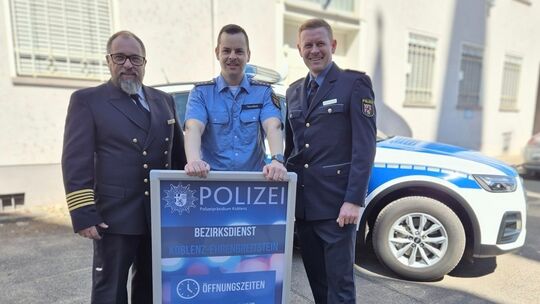 Das Bezirksdienstbüro in Ehrenbreitstein wurde eröffnet. V. l. n. r.: Norman Müller, Leiter der WSP in Koblenz, Matthias Tschöke