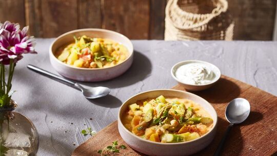 Kartoffelragout mit grünem Spargel