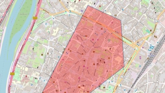 Übersicht der Drohnenverbotszone während des Altstadtfestes 2025 Übersicht der Drohnenverbotszone während des Altstadtfestes 2025