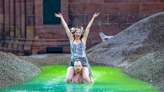Arnold (oben) und Salthe (unten) bei der Fotoprobe der Festspiele