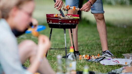 Gruppe grillt im Park