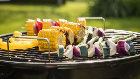 Gemüse auf einem Grill im Garten