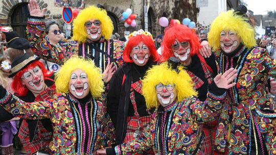 Herrlich bunt und bestens gelaunt die Gruppe Hartenfels beim Umzug in Vallendar.