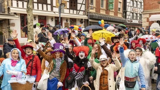 Der TV Oberstein beim Romozug Idar-Oberstein: so bunt, so fröhlich.