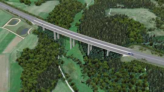 So soll nach Vorstellung des Landesbetriebs Mobilität die neue Eifel-Autobahn eines Tages aussehen - die Visualisierungen beruhe