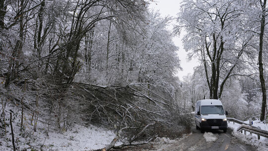 Symbolbild: Querstehende Lkws, abgekommene Autos und umgestürzte Bäume prägten das Bild der Straßen von Westerwald, Eifel und Hu