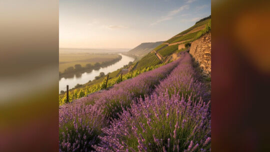 So könnte es aus der Perspektive der KI aussehen, wenn größere Lavendelfelder in den Weinbergen gepflanzt werden.