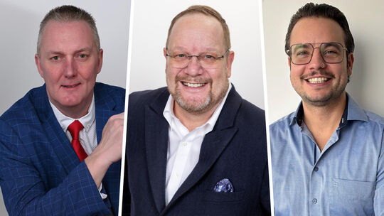 Mark Geimer (von links; parteilos), Volker Risse (CDU) und Francesco Lopez (freier Bewerber mit AfD-Parteibuch) treten bei der W