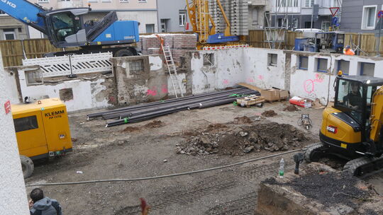 Das alte Gebäude an der Christuskirche ist bereits abgerissen, nun beginnen die Arbeiten für den Neubau, der Ende des Jahres fer