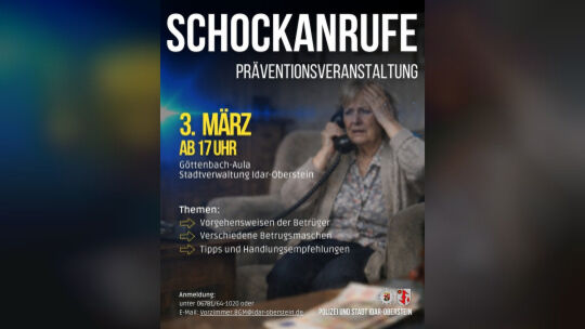 Flyer zur Präventionsveranstaltung "Schockanrufe"