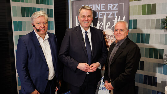 Gordon Schnieder (Mitte) zu Gast bei der Rhein-Zeitung und ihren Heimatausgaben: Der CDU-Spitzenkandidat stellte sich dem auch l