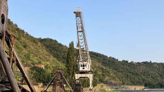 Wild und vernachlässigt sieht es rund um das Industriedenkmal Häusener Kran noch aus. Doch das soll sich schon bald ändern. Bis