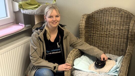 Daniela Jädtke liebt es mit den Katzen zu schmusen.