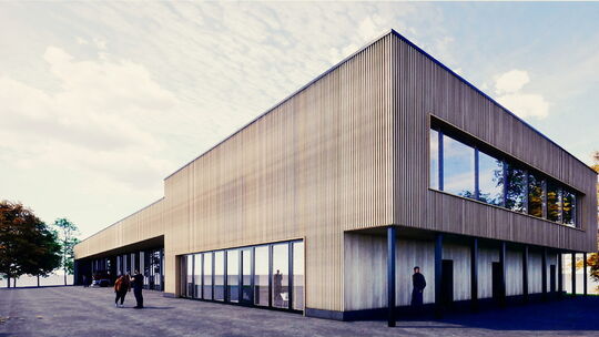 So soll das neue Gebäude mit Sozialtrakt und Fahrzeughallen einmal aussehen.