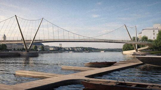 Entwürfe einer Brücke für Fußgänger und Radfahrer über die Hafeneinfahrt zwischen Ehrenbreitstein und Pfaffendorf haben Studente