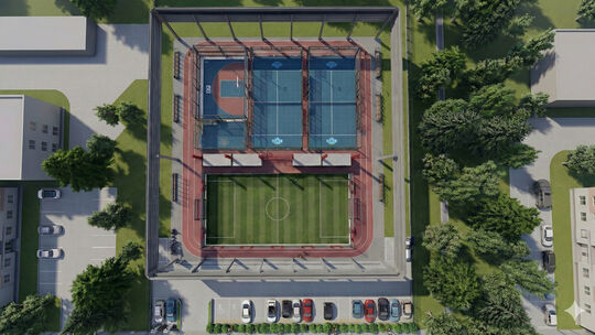 Eine Visualisierung aus der Vogelperspektive zeigt die einzelnen Bereiche der "Sparkassen-Airena" gut: unten das Multifunktionsf