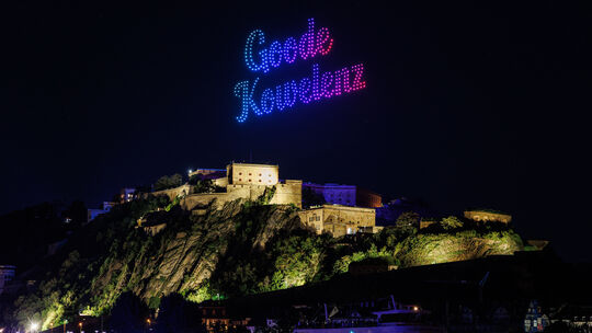 Die erste Drohnenshow bei Rhein in Flammen im vergangenen Jahr kam in Koblenz gut an.