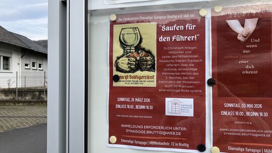 Ein jüdischer Nachfahre fordert, den Vortrag über Weinpropaganda in der NS-Zeit in der ehemaligen Synagoge abzusagen.