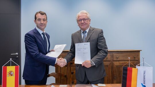 Die Chefs von Indra und Rheinmetall