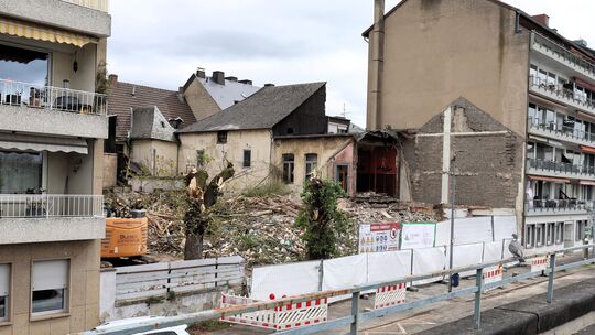 Die Abrissarbeiten an der ehemaligen "Rheinperle" haben begonnen.