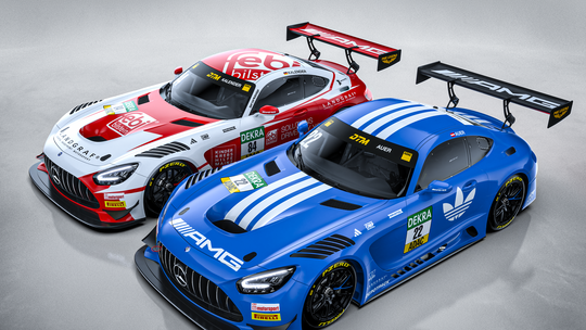 So sehen sie aus, die beiden Mercedes AMG GT3, mit denen Landgraf Motorsport aus Bad Kreuznach im Jahr 2026 die DTM aufmischen m