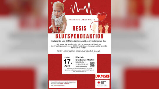 Das Plakat für "Resis Blutspendeaktion" am 17. April.