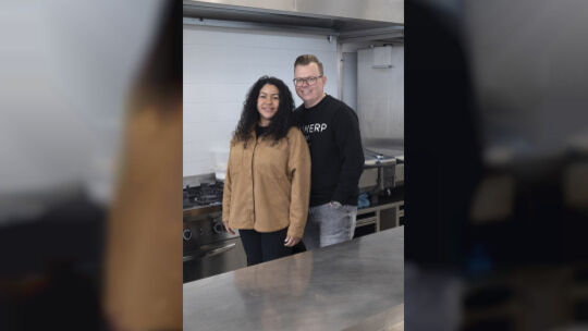 Rose und Pascal Abel in der Großküche von W+D, heute BW Converting.