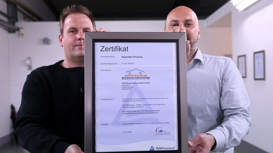 Der TÜV Rheinland prüft das Kfz-Pfandkredithaus Dierdorf von Christoph und Thomas Wittlich regelmäßig.