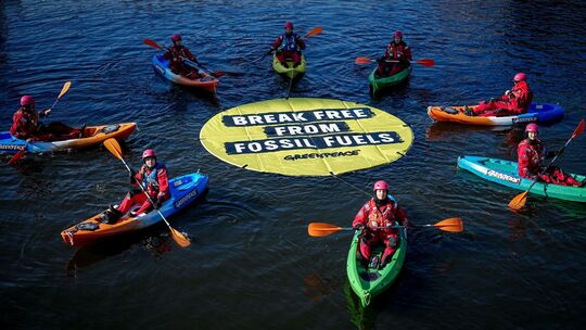 17. Petersberger Klimadialog - Protest von Greenpeace