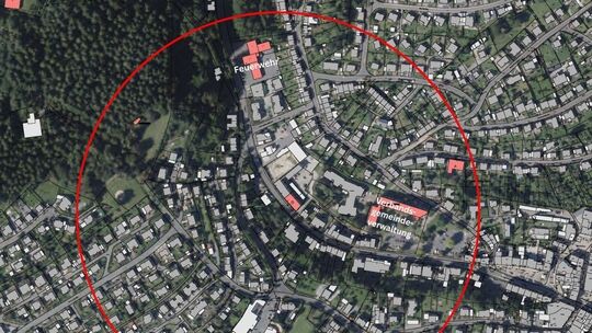 Karte mit Evakuierungsradius