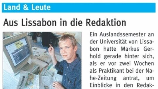 Eine kurze Notiz in der Zeitung stellte den Praktikanten Markus Gerhold vor. An dem Rechner klebte der Zettel, der dazu aufforde Eine kurze Notiz in der Zeitung stellte den Praktikanten Markus Gerhold vor. An dem Rechner klebte der Zettel, der dazu aufforde