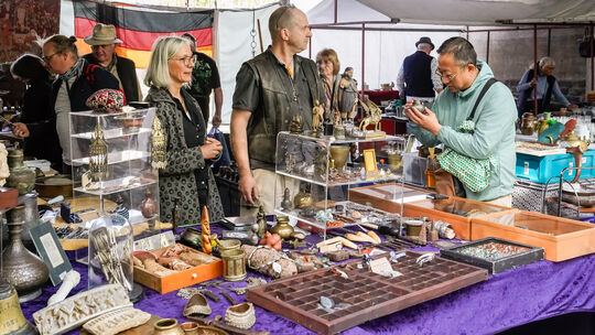 Zum Antik- und Trödelmarkt am ersten Maiwochenende kamen rund 120 Händler nach Linz, die beispielsweise unter den alten Bahnviad