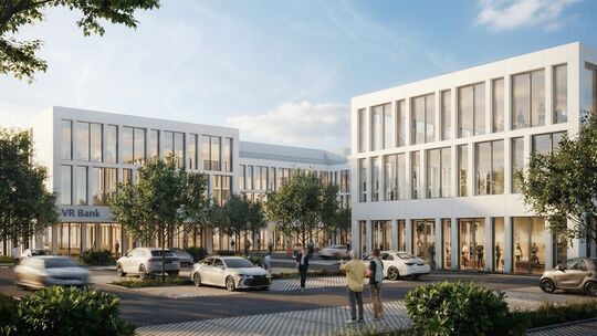 So soll spätestens Ende 2028 die neue Firmenzentrale der Volksbank Rhein-Ahr-Eifel in Mendig aussehen.