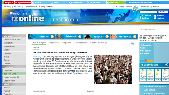 Es war einmal: So sah rz-online, der Vorläufer von rhein-zeitung.de, aus. Auf der Webseite finden sich rund um die Uhr aktuelle Es war einmal: So sah rz-online, der Vorläufer von rhein-zeitung.de, aus. Auf der Webseite finden sich rund um die Uhr aktuelle