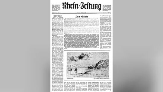 Die erste Titelseite der Rhein-Zeitung vom 20. April 1946 Die erste Titelseite der Rhein-Zeitung vom 20. April 1946
