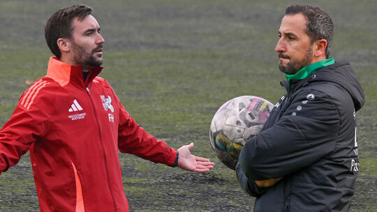 Malbergs Trainer Florian Hammel (links) und der Betzdorfer Coach Enis Caglayan stehen sich am Mittwochabend mit ihren Teams erne Malbergs Trainer Florian Hammel (links) und der Betzdorfer Coach Enis Caglayan stehen sich am Mittwochabend mit ihren Teams erne