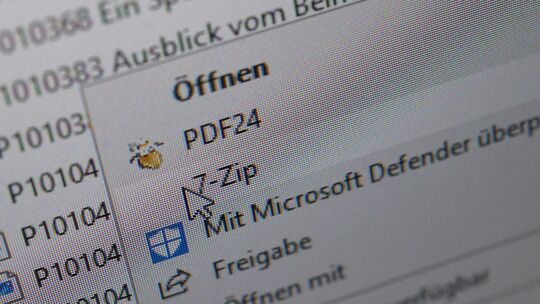 Die Packsoftware 7-Zip im Menü eines Computers Die Packsoftware 7-Zip im Menü eines Computers