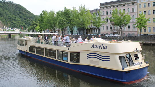 Da fährt sie dahin: die MS Aurelia bei ihrer Jungfernfahrt in Richtung Nassau.